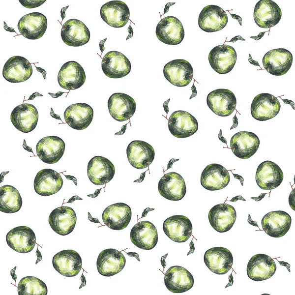 Modèle de pommes vertes sur une illustration de fond blanc . — Photo