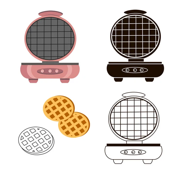 Set di cialde in ferro. Elettrodomestici da cucina.. Vettoriale illustrazione piatta su sfondo bianco . — Vettoriale Stock