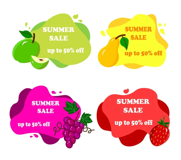 Discount Hintergrunddesign. Werbeplakette mit Früchten für Ihr saisonales Design. — Stockvektor