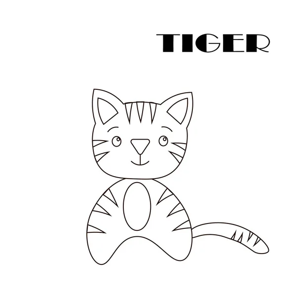 Tigre. Dibujo del esquema. Colorear para niños. Vector . — Vector de stock