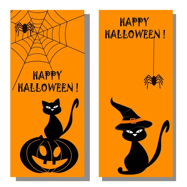 Flyer d'Halloween. Illustration vectorielle sur fond orange. — Image vectorielle