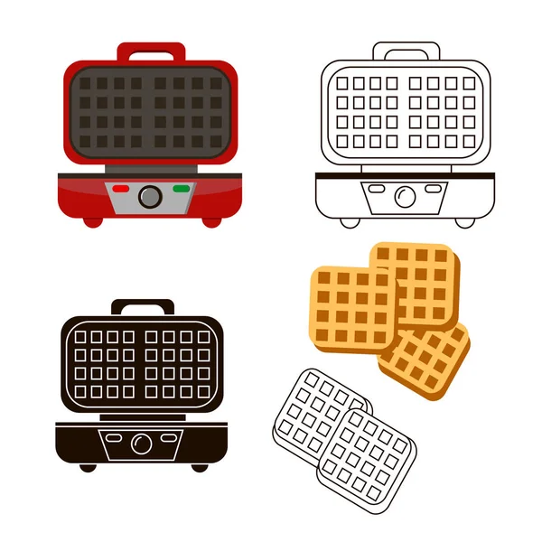 Kırmızı waffle ızgarası üç çeşit resimdir.. — Stok fotoğraf