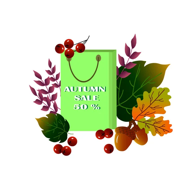 Autumn shop bag. Vector illustration — Stock Vector