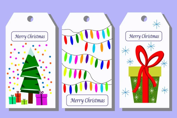 Christmas tags cute collection. Vector illustration. — Stock Vector