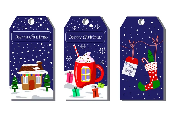Étiquettes Noël ou Nouvel An. Illustration vectorielle. — Image vectorielle