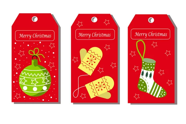 Tags pour boutiques, cadeaux, présentations avec un thème de Noël. Illustration vectorielle — Image vectorielle