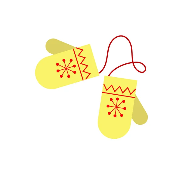 Mitaines jaunes attributs de Noël et du Nouvel An. fond blanc dessin isolé. — Image vectorielle