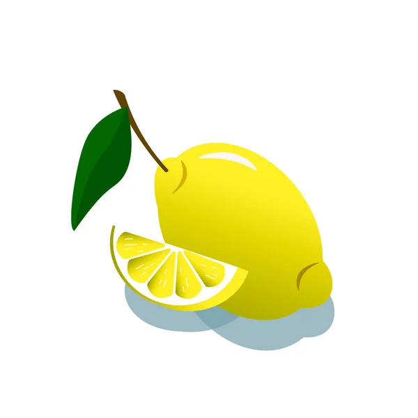 Zitrone mit Scheibe auf weißem Hintergrund. — Stockvektor