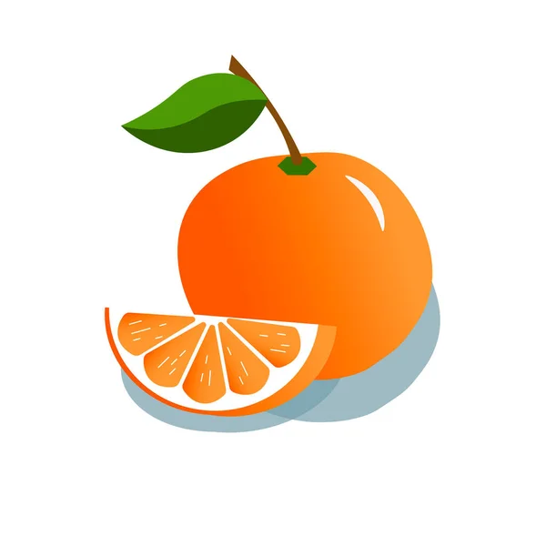 Naranja con una ilustración de vectores de rodajas. — Archivo Imágenes Vectoriales