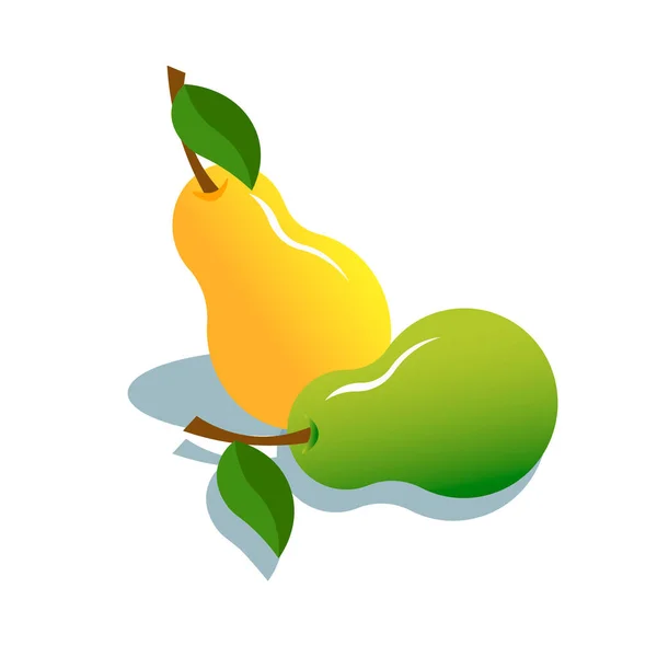 Yellow and green pears vector illustration. — Stock Vector