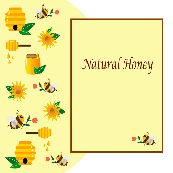 Modelo de folheto de mel natural com lugar para texto. —  Vetores de Stock