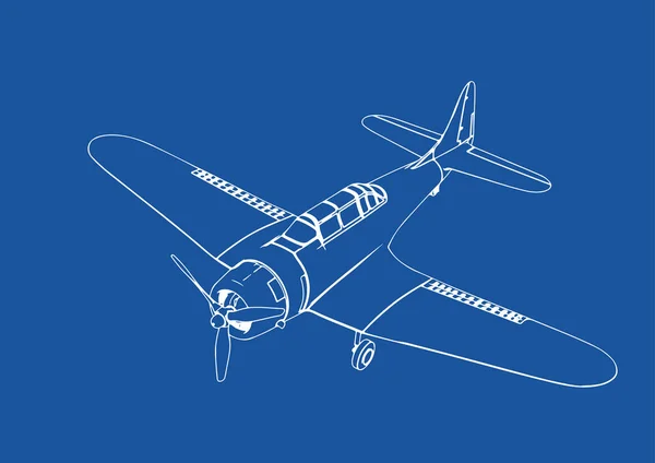 Dessin Avions Militaires Sur Fond Bleu Vecteur — Image vectorielle