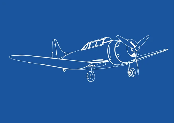 Dessin Avions Militaires Sur Fond Bleu Vecteur — Image vectorielle