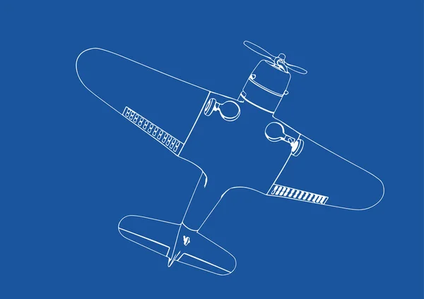 Drawing Military Aircraft Blue Background Vector — Stock Vector