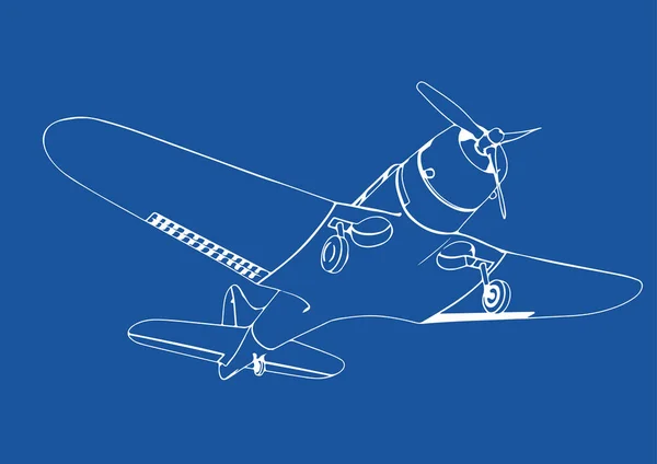 Tekening Van Militaire Vliegtuigen Een Blauwe Achtergrond Vector — Stockvector