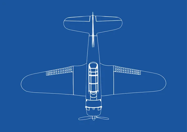 Ritning Militära Luftfartyg Blå Bakgrundsvektor — Stock vektor