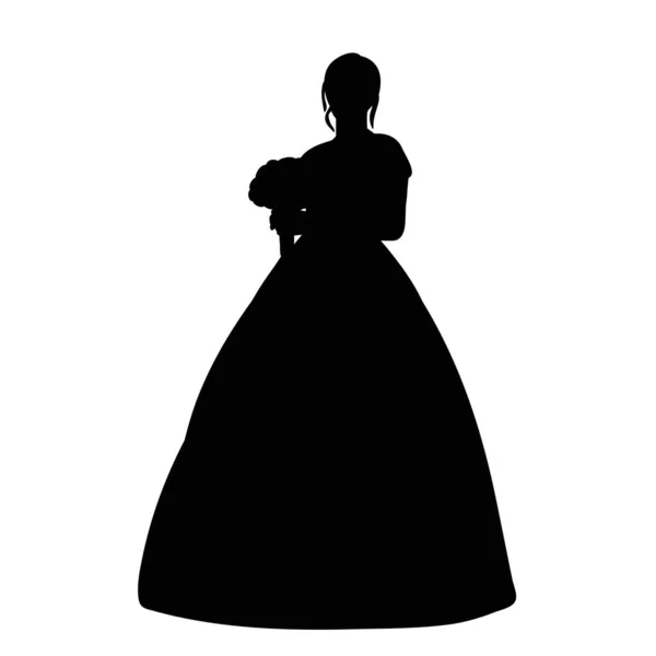 Vecteur Sur Fond Blanc Silhouette Noire Une Mariée — Image vectorielle