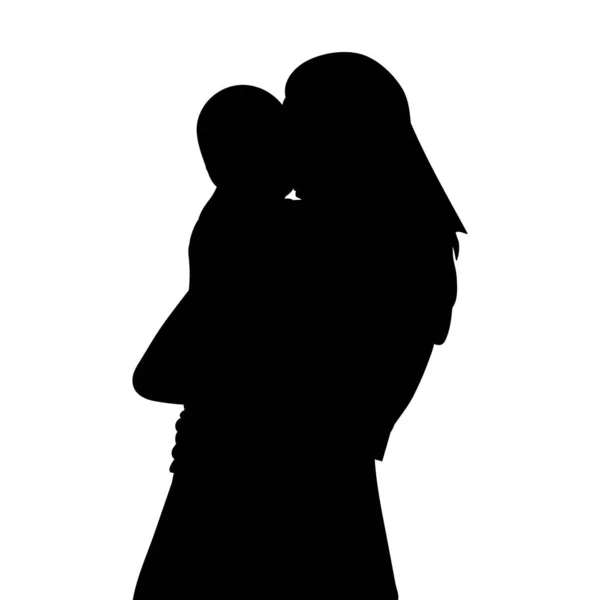 White Background Black Silhouette Portrait Mother Baby — Stock Vector