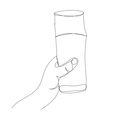 vektör, beyaz arkaplanda, sürekli bir çizgili eli cam ile çiziyor.