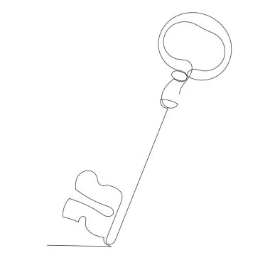 vektör, beyaz arkaplanda, bir anahtarın sürekli çizimi, çizim