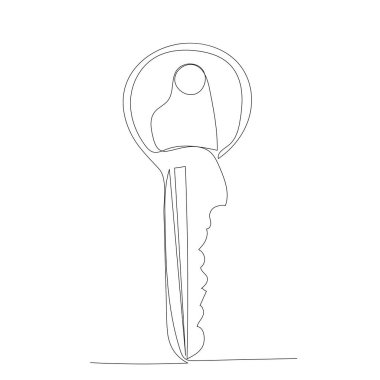 vektör, beyaz arkaplanda, bir anahtarın sürekli çizimi, çizim
