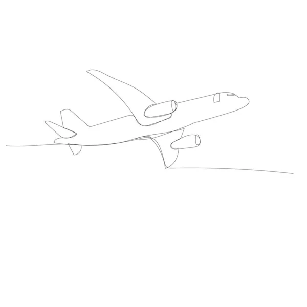 Dibujo Del Avión Una Línea Continua — Vector de stock