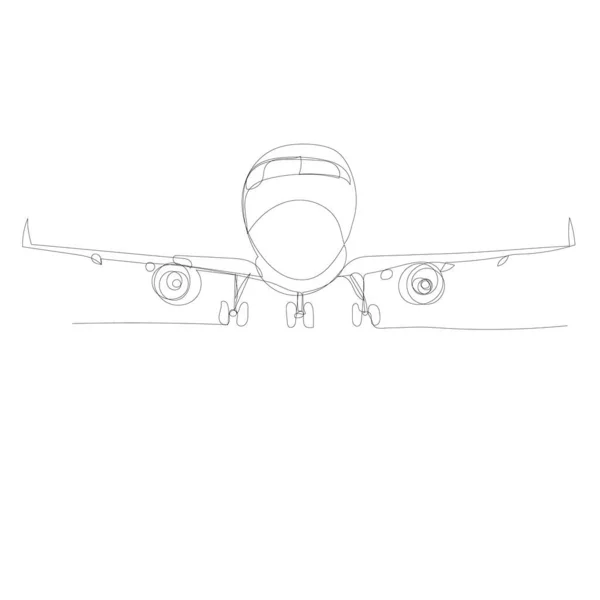 Rysunek Samolotu Jednej Linii Ciągłej — Wektor stockowy