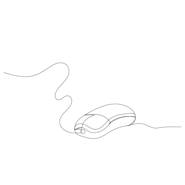 Vecteur Fond Blanc Dessin Ligne Continue Une Souris Ordinateur — Image vectorielle