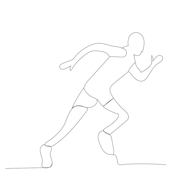 Vector Sobre Fondo Blanco Dibujo Línea Continua Hombre Corriendo — Vector de stock