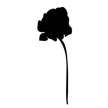 vektör, beyaz arkaplanda, çimen ve gülün siyah silueti