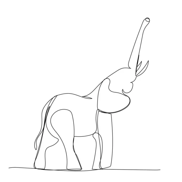 Vektor Latar Belakang Putih Gambar Garis Berkelanjutan Dari Gajah - Stok Vektor