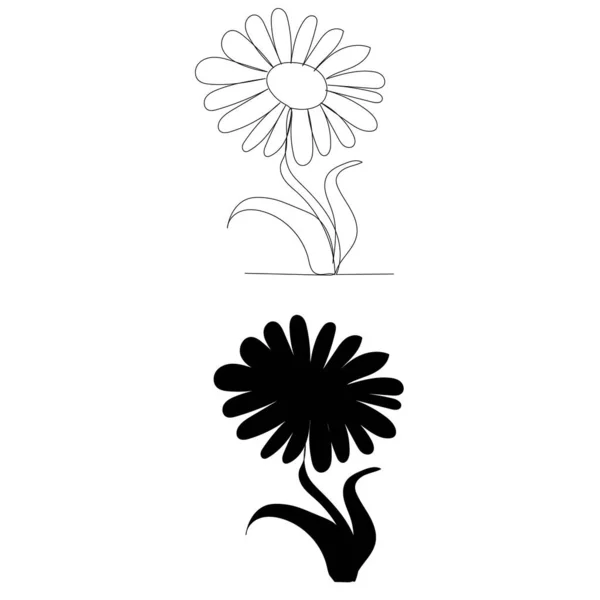 Fondo Blanco Dibujo Línea Continua Una Flor Silueta — Vector de stock