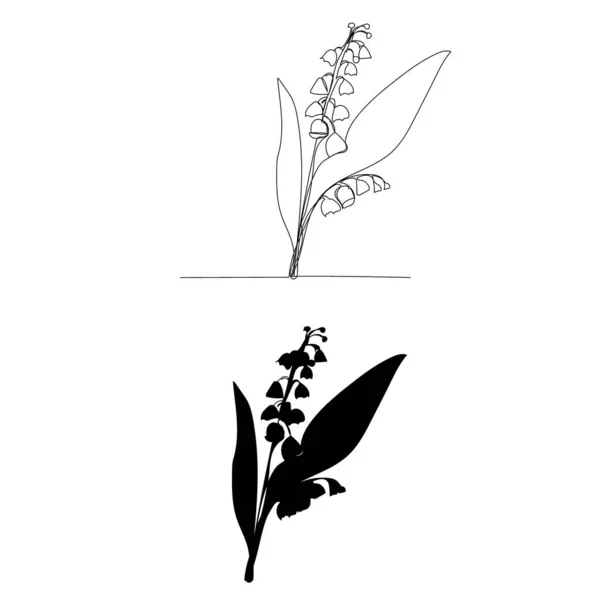 Белый Фон Непрерывная Линия Рисунок Цветка Силуэт — стоковый вектор