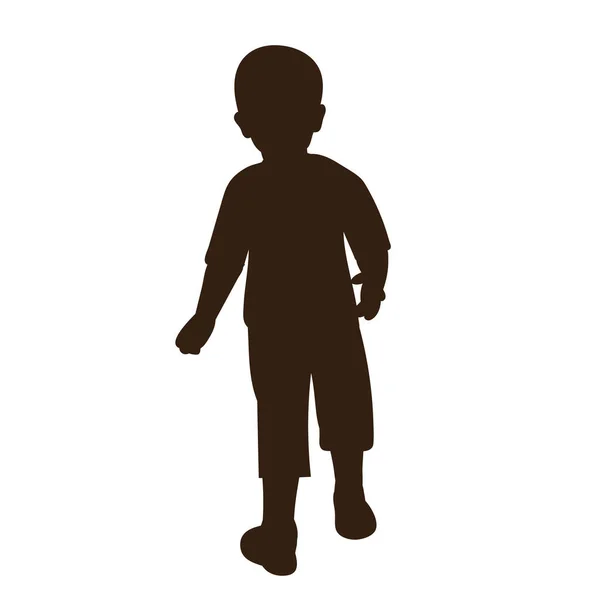 Vektor Bílé Pozadí Černá Silueta Dítě Chlapec — Stockový vektor