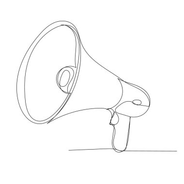 beyaz arkaplan, hoparlör aralıksız çizgi çizimi