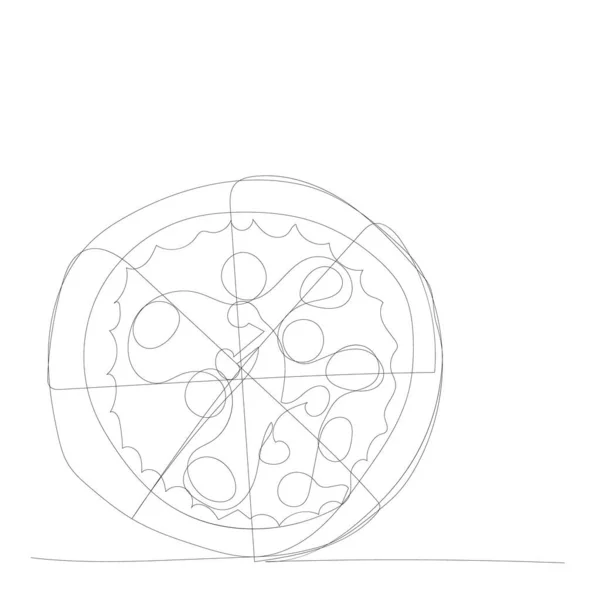 Вектор Белый Фон Пицца Непрерывной Линии Рисования — стоковый вектор