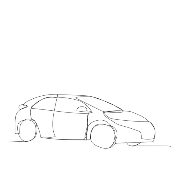 Διάνυσμα Λευκό Φόντο Ένα Συνεχές Σχέδιο Γραμμής Ενός Αυτοκινήτου Που — Διανυσματικό Αρχείο