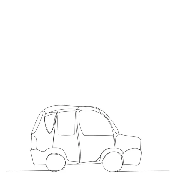 Vektor Auf Weißem Hintergrund Eine Durchgehende Linienzeichnung Eines Autos Beim — Stockvektor