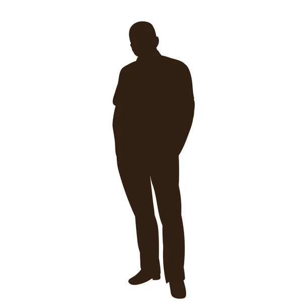 Weißer Hintergrund Schwarze Silhouette Eines Stehenden Mannes — Stockvektor