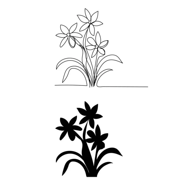 Sürekli Büyüyen Bir Çiçeğin Çizimleri — Stok Vektör