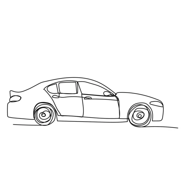 Einzeilige Zeichnung Eines Durchgehenden Autos — Stockvektor