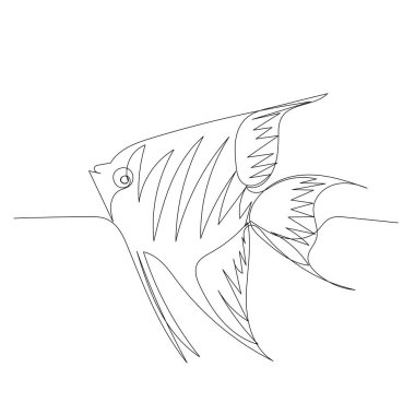  İzole edilmiş, tek bir çizgi sürekli çekiliyor, balık.