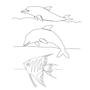  İzole edilmiş, tek bir çizgi sürekli çekiliyor, balık.