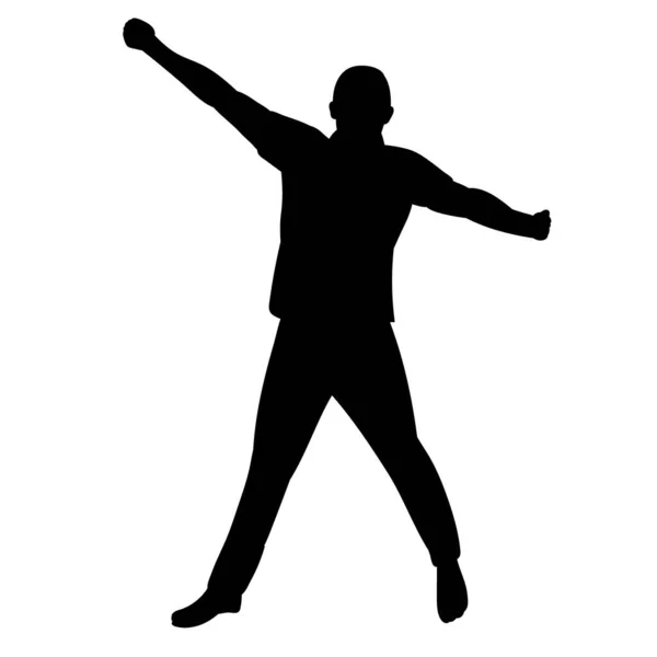 在白色背景上 一个人跳跃的黑色轮廓 — 图库矢量图片