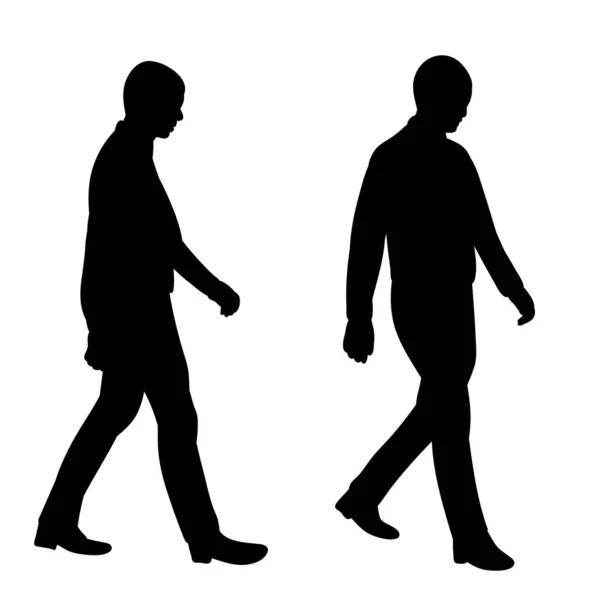 Schwarze Silhouette Eines Mannes Beim Gehen — Stockvektor