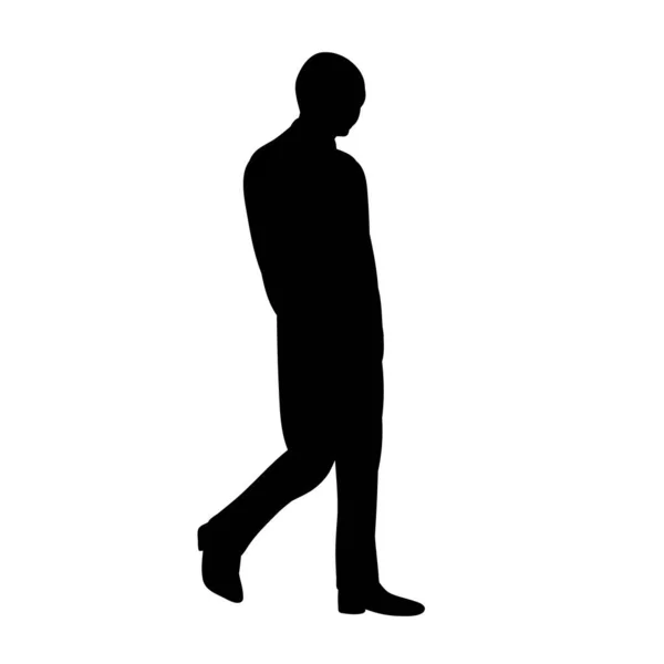 Silhouette Nera Uomo Che Cammina — Vettoriale Stock