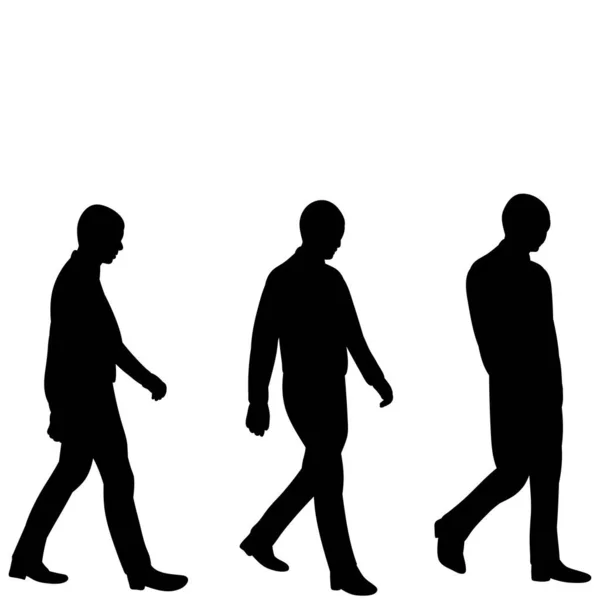 白い背景に黒いシルエットの男が歩いている — ストックベクタ
