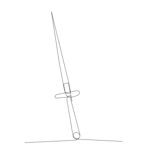 Vector Aislado Dibujo Una Sola Línea Continua Espada — Vector de stock