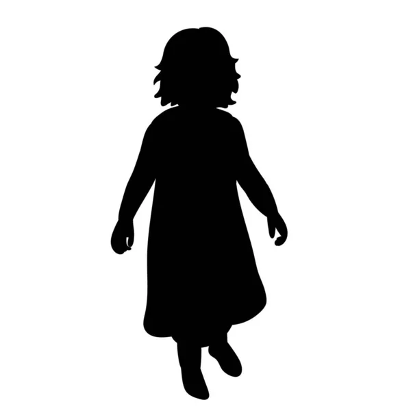 Schwarze Silhouette Eines Kleinen Mädchens — Stockvektor