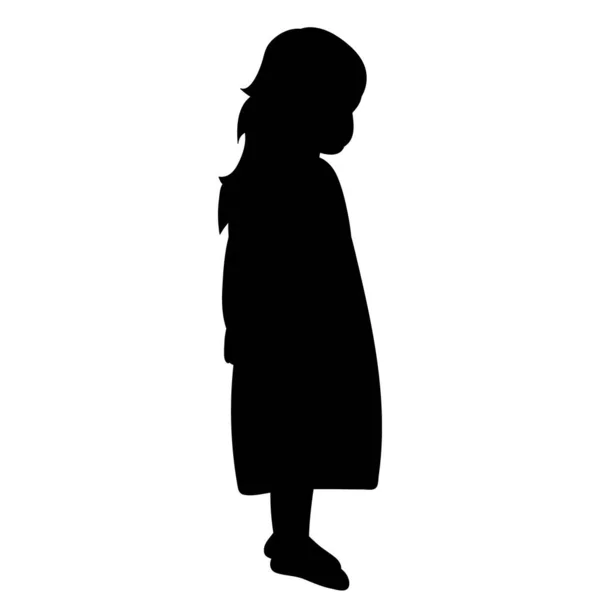 Silhouette Noire Une Petite Fille — Image vectorielle